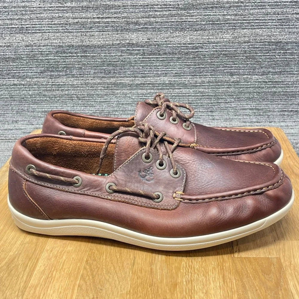 SAS Boat Shoes Mens 10.5 Wide Brown Leather Tripad Comfort Lace Up USA A0825605